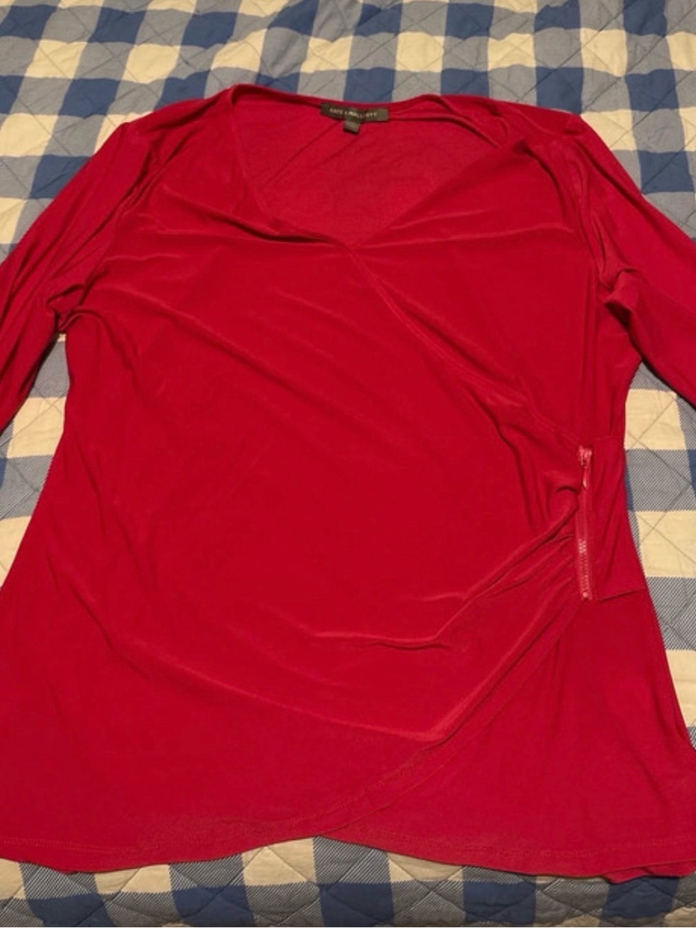 Kate & Mallory Bright Red V-Neck Long Sleeve Tunic